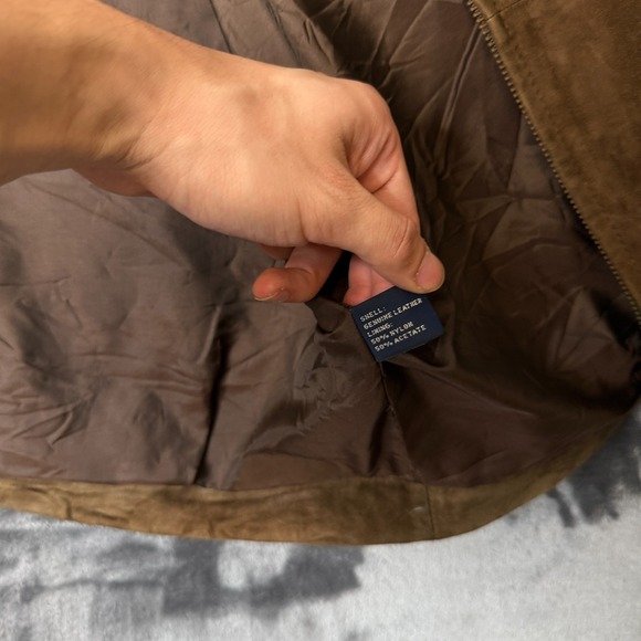 Brooks Brothers 346 Full Zip Leather Jacket Size X-Large Long Sleeve Collard - Picture 6 of 8